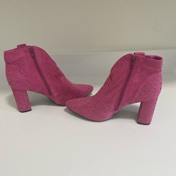 Pierre Dumas Pink Bedazzled Heeled Boots Booties Size 10‎ - Picture 4 of 8